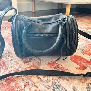 Cleobella Black Leather Barrel Crossbody with Braided Handle